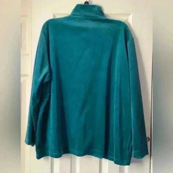 BON WORTH BLUE/ GREEN ZIP UP SWEATER JACKET POCKETS SIZE XL PETITE - Picture 2 of 3